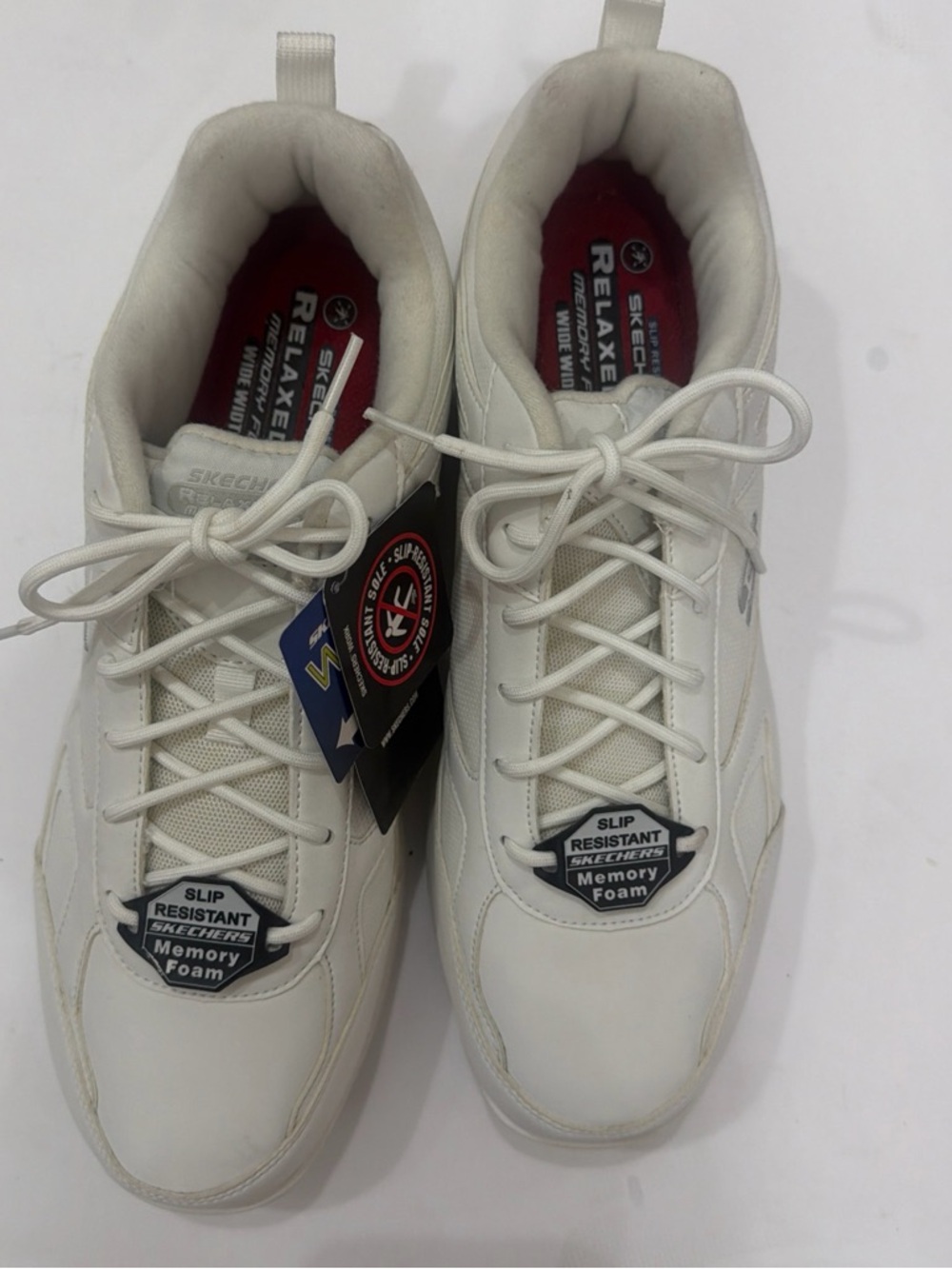 Skechers Men's  77111 Dighton White Slip-Resistant Memory Foam Sneakers Size 13